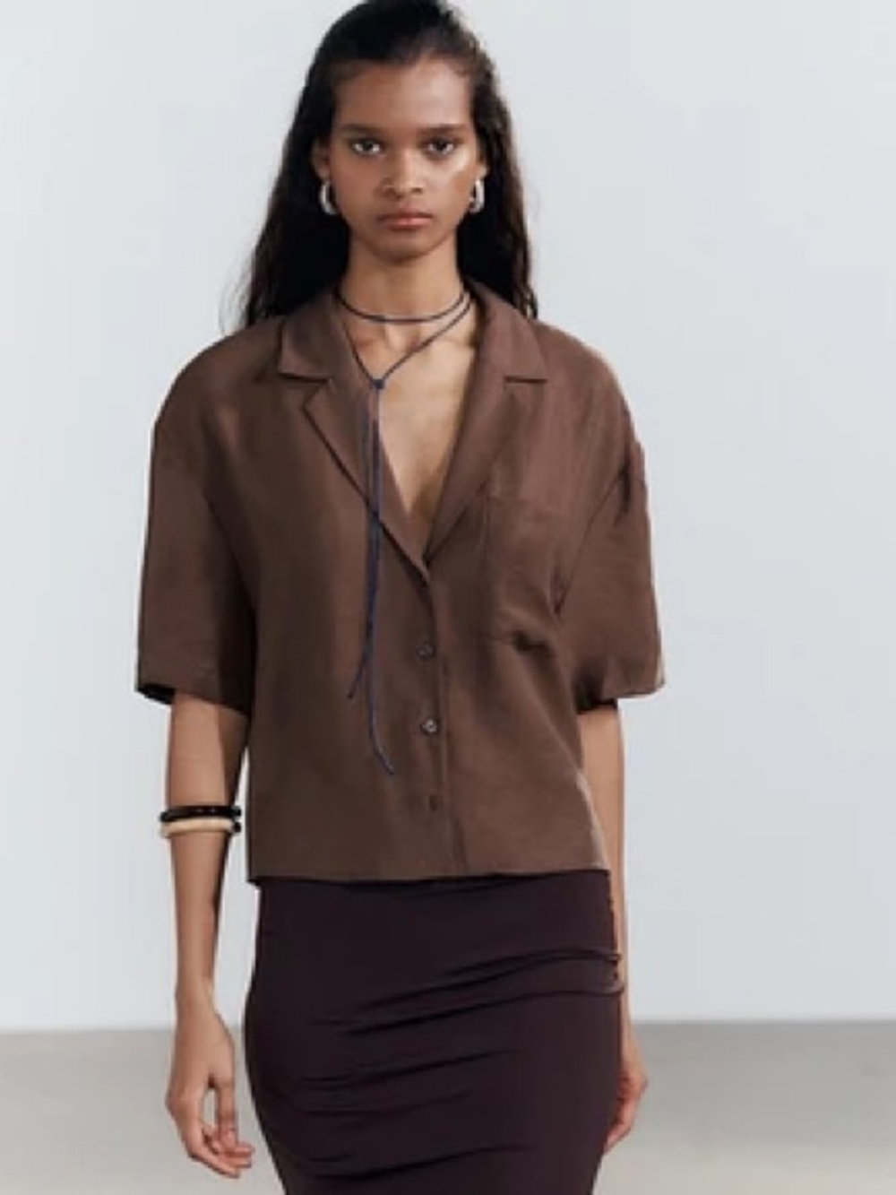ZARA Cropped Short Sleeve Button-Up Blouse – Women’s Small (US S / EUR S)